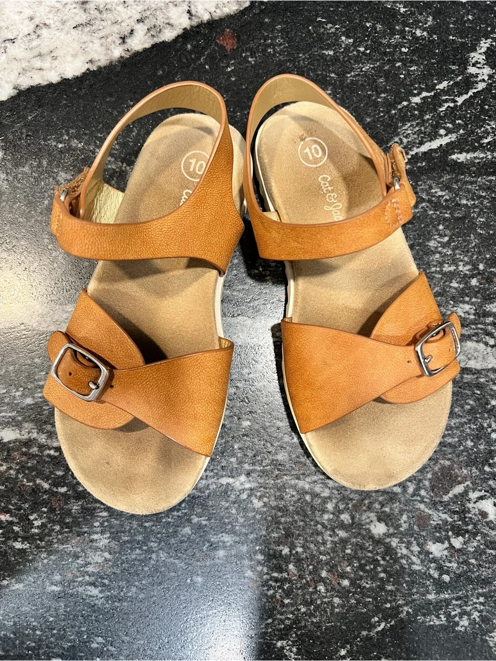 Cat & Jack Toddler Girls Cognac Buckle Sandals Size 10